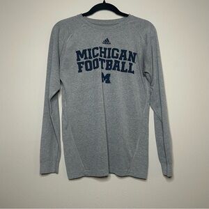 adidas Michigan Football Long Sleeve Tee - Gray & Navy